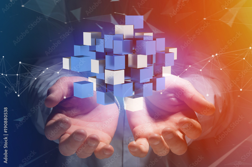 Wall mural connected world map on a uniform background