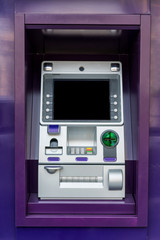 Purple ATM machines. The station automatic machines