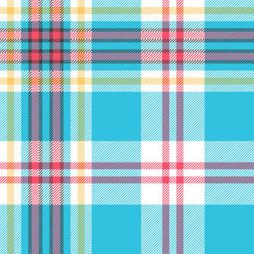 Turquoise Plaid Check Fabric Seamless Pattern