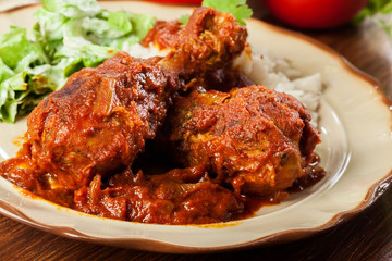 Chicken drumstick curry with rice