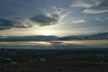 Sunset  over the city, panorama