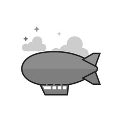 Airship icon in flat outlined grayscale style. Vector illustration.