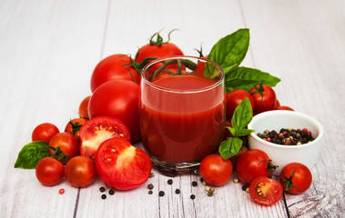Glass with tomato juice