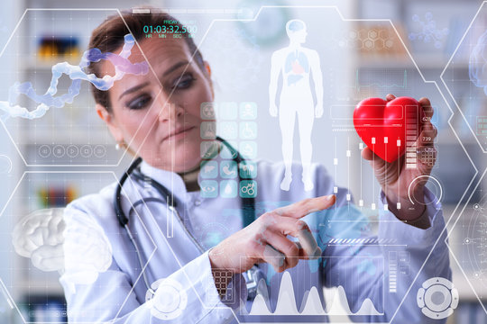 Woman doctor in telemedicine cardiology concept