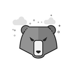 Bear icon in flat outlined grayscale style. Vector illustration.