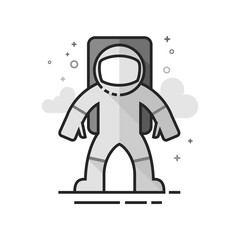 Astronaut icon in flat outlined grayscale style. Vector illustration.