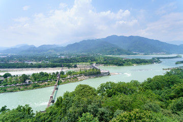 Ancient irrigation system in Dujiangyan City, Sichuan, China.