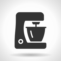 Monochromatic food processor icon with hovering effect shadow on grey gradient background. EPS 10