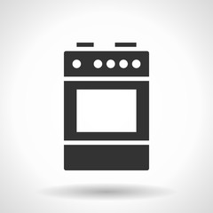 Monochromatic cooker icon with hovering effect shadow on grey gradient background. EPS 10