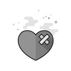 Fototapeta premium Broken heart icon in flat outlined grayscale style. Vector illustration.
