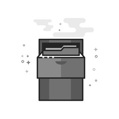 Office cabinet icon in flat outlined grayscale style. Vector illustration.