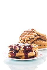 delicious sweet waffles with jam