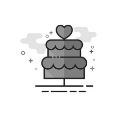 Wedding cake icon in flat outlined grayscale style. Vector illustration.