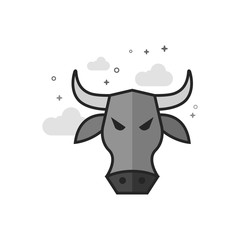 Bullish icon in flat outlined grayscale style. Vector illustration.