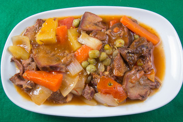 Pork tongue stew on the plate