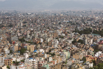 Fototapeta na wymiar Panoramic aerial view on Kathmandu, Nepal.