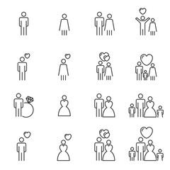   People Icons Line Vector . Wedding  Love Symbol Valentine's Day