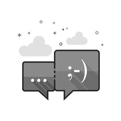Chat sign icon in flat outlined grayscale style. Vector illustration.
