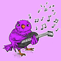 Foto auf Acrylglas Vogel speelt gitaar © emieldelange