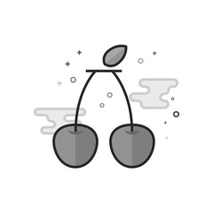 Cherry icon in flat outlined grayscale style. Vector illustration.