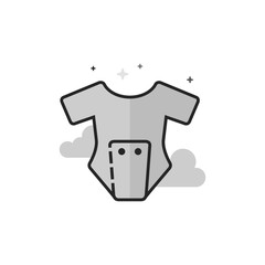 Baby clothes icon in flat outlined grayscale style. Vector illustration.
