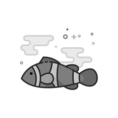 Clown fish icon in flat outlined grayscale style. Vector illustration.