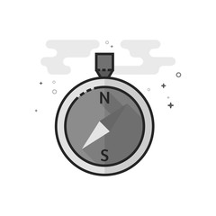 Compass icon in flat outlined grayscale style. Vector illustration.