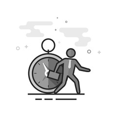 Businessman clock icon in flat outlined grayscale style. Vector illustration.