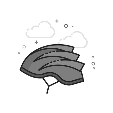 Bicycle helmet icon in flat outlined grayscale style. Vector illustration.