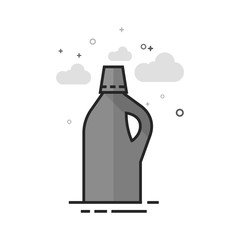 Detergent bottle icon in flat outlined grayscale style. Vector illustration.