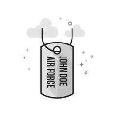 Dog tags icon in flat outlined grayscale style. Vector illustration.