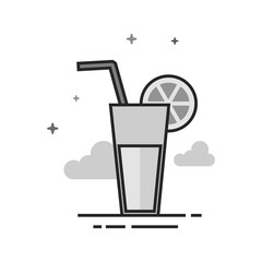 Cocktail drink icon in flat outlined grayscale style. Vector illustration.