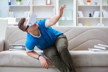 Young man with virtual glasses