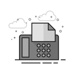 Facsimile icon in flat outlined grayscale style. Vector illustration.
