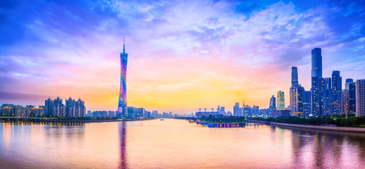 Skyline of urban architectural landscape in Guangzhou