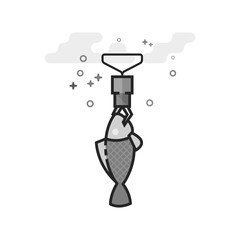 Fishing scale icon in flat outlined grayscale style. Vector illustration. © puruan