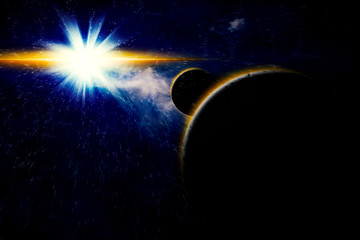 Planet / Planet landscape in space, digital retouch.