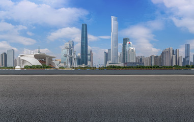 Guangzhou City Square Road and architectural landscape skyline