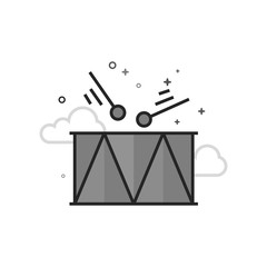 Drum icon in flat outlined grayscale style. Vector illustration.