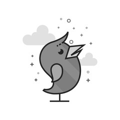 Bird icon in flat outlined grayscale style. Vector illustration.