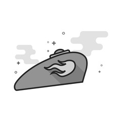 Motorcycle gas tank icon in flat outlined grayscale style. Vector illustration.