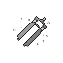 Bicycle suspension fork icon in flat outlined grayscale style. Vector illustration.