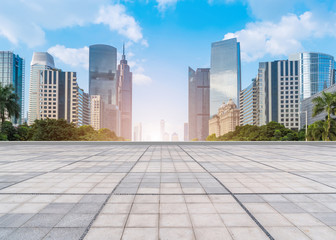 Guangzhou City Square Road and architectural landscape skyline