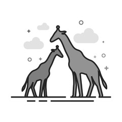 Giraffe icon in flat outlined grayscale style. Vector illustration.