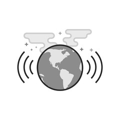 Globe icon in flat outlined grayscale style. Vector illustration.