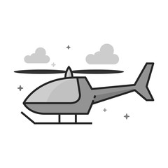 Helicopter icon in flat outlined grayscale style. Vector illustration.