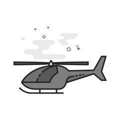 Helicopter icon in flat outlined grayscale style. Vector illustration.