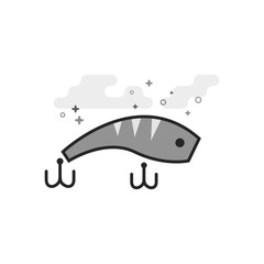 Fishing lure icon in flat outlined grayscale style. Vector illustration.