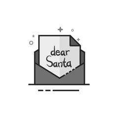 Letter icon in flat outlined grayscale style. Vector illustration.