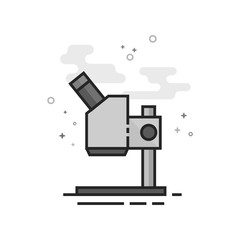Microscope icon in flat outlined grayscale style. Vector illustration.
